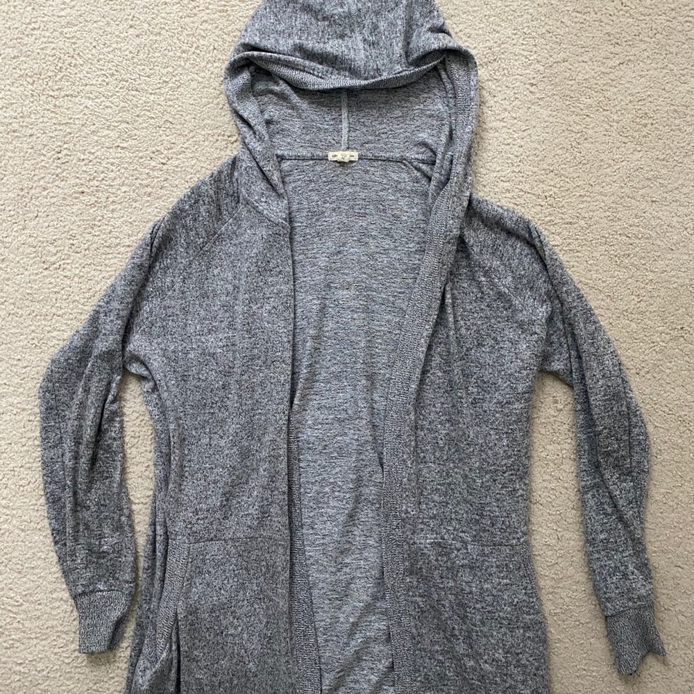 Anthropologie Soft Grey Hooded Cardigan